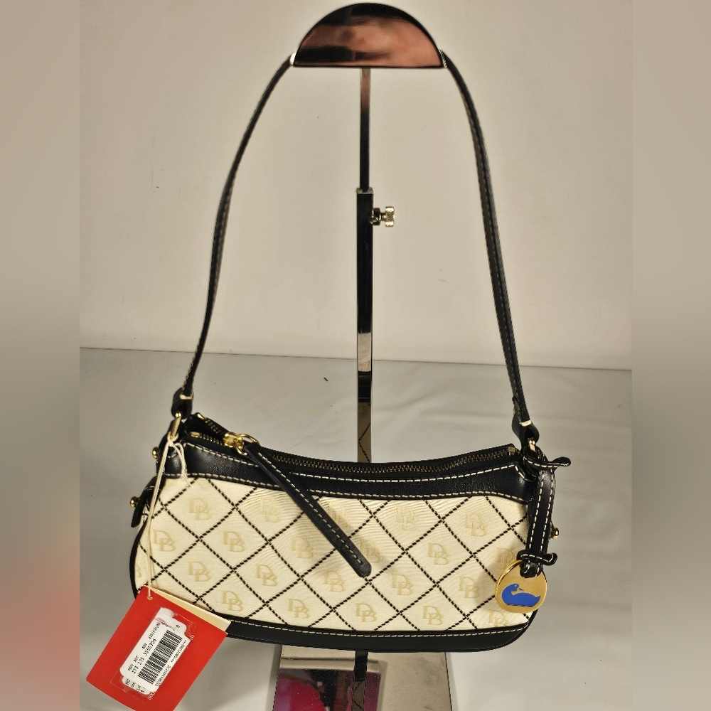 NWT VTG Y2K Dooney & Bourke Cream And Black Monogrammed Baguette